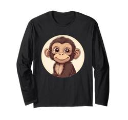 Niedlicher Baby-Affe Langarmshirt von Cute Baby Monkey Drawing Adorable Animal Art