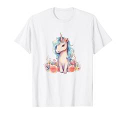 Niedliches Baby-Einhorn mit Blumen T-Shirt von Cute Baby Unicorn with Flowers