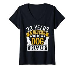 Damen 23 Jahre und Dog Dad! 23 Jahre alt, Geburtstag T-Shirt mit V-Ausschnitt von Cute Dog Dad Birthday Design