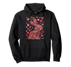 Lustiger Blumenhase lustig Mädchen Frauen Valentinstag Pullover Hoodie von Cute Floral Valentine's Day Animals