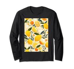 Minimalistische Fruchtmuster-Kunst Zitrone Langarmshirt von Cute Fruit Pattern Art Minimalist (Lemon)