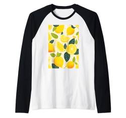 Niedliches Muster, Kunst, Zitronenfrucht Raglan von Cute Fruit Pattern Art Minimalist (Lemon)