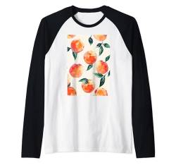 Pastell Pfirsichfrucht Muster Kunst Raglan von Cute Fruit Watercolor Pattern Graphic (Peach)