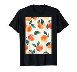 Pastellmuster Kunst Pfirsichfrucht T-Shirt von Cute Fruit Watercolor Pattern Graphic (Peach)