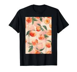 Pattern Art Pfirsichfrucht Pastell T-Shirt von Cute Fruit Watercolor Pattern Graphic (Peach)