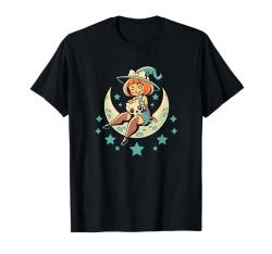 Gruselige Kawaii Hexe auf dem Mond Niedlich Pastell Goth Halloween T-Shirt von Cute Goth Aesthetic Halloween Zajoo