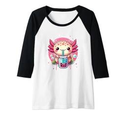 Damen Axolotl Bubble Boba Tee Anime Süßer Kawaii Manga Axolotl Raglan von Cute Kawaii Stuff Japanese Aesthetic Anime Manga