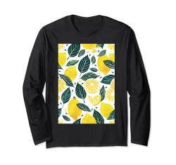 Muster Kunst Obst Zitrone Langarmshirt von Cute Minimalist Fruit Pattern Art (Lemon)