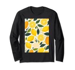 Zitronenmuster Kunst Süße Frucht Langarmshirt von Cute Minimalist Fruit Pattern Art (Lemon)