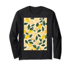 Vintage Muster Kunst Zitrone Obst Langarmshirt von Cute Pattern Art Minimalist Graphic (Lemon)