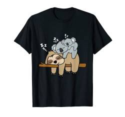 süße faule Faultier & Baby Koala Mutter Bär Nickerchen T-Shirt von Cute Sleeping Sloth With Baby Koala Mama Bear Gift