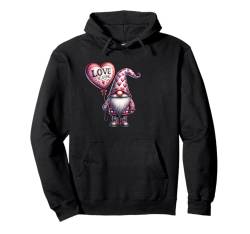 Christian Valentines Day For Women Cute Heart Pattern Gnome Pullover Hoodie von Cute Valentines Day Gnome Gifts For Women And Men