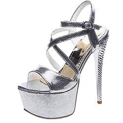 CUTEHEELS Damen Plateau Sandalen (Silber, 39 EU) von CUTEHEELS