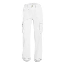 Cvanxluy Cargohose Damen Schwarz Weiß Aesthetic Vintage Jogginghose Lange Hosen Fallschirmhosen Track Pants Y2K Frauen Baggy Luftige Baggy Laufhosen Fitnesshose Teenager Mädchen Sporthose Lang Locker von Cvanxluy