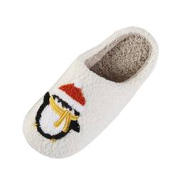 Cvanxluy Lustige Weihnachts Hausschuhe Damen Cartoon Hauspantoffeln Hüttenschuhe Bequeme Flache Slippers Schuhe Weihnachten Filzpantoffeln Pantoffeln Indoor Flaumig Heimschuhe von Cvanxluy