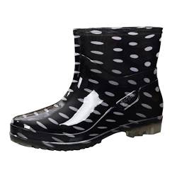 Cvanxluy Regenstiefel für Damen, Schwarz Outdoor Gummistiefeletten Schuhe Bequem Wasserdicht Arbeitsstiefel Gummihalbstiefel 40 kurze Stiefeletten Footwear Weitschaft Anti-Rutsch Regenschuhe von Cvanxluy