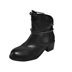 Stiefeletten Damen Braun mit Absatz Chelsea Gartenschuhe Booties Ankle Comfort Cowboystiefel Herbstschuhe Elegant Bequemer Winterstiefel Trachtenschuhe Atmungsaktiv Basic Segelstiefel Stiefel von Cvanxluy