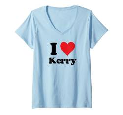 Damen I Heart Kerry Wales Love Welsh Cymru Souvenir T-Shirt mit V-Ausschnitt von Cymru Cities Towns Tourism Merch Tees And Stuff