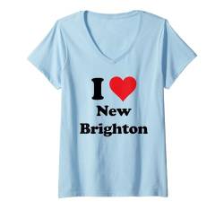 Damen I Heart New Brighton Wales Love Welsh Cymru Souvenir T-Shirt mit V-Ausschnitt von Cymru Cities Towns Tourism Merch Tees And Stuff