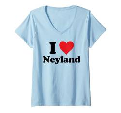 Damen I Heart Neyland Wales Love Welsh Cymru Souvenir T-Shirt mit V-Ausschnitt von Cymru Cities Towns Tourism Merch Tees And Stuff