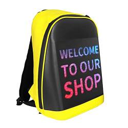 Cymwer LED Display Bildschirm Werbung Licht Walking Billboard Rucksack Business Reise Laptop Tasche Smart Wireless Wifi App Steuerung Multifunktions Schultasche Frauen Männer, gelb, 43CM*30CM*13CM von Cymwer