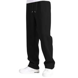 DABASHAN Jogginghose Herren Breite Baggy Sweatpants Baumwolle Elastische Taille Jogging Hose Weites Bein Sporthose Trainingshose Winter Warme Männer Sweathose Sweat Pants mit Taschen (Black #3, L) von DABASHAN