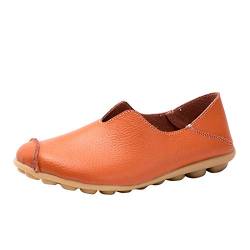 DAIFINEY Damen Mokassin Slipper Loafers Leichte Comfort Schuhe Hüttenschuhe Schlupfschuh Slip on modisch Freizeitschuh Bequeme Flache(1-Orange/Orange,41) von DAIFINEY