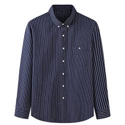 DAIHAN Herren-Hemd Langarm/Kurzarm Kent-Kragen Freizeithemd Streifen Hemden Sommerhemd Businesshemd Hochzeit/Bügelleicht/Slim-Fit/Anzug,B-Blau,3XL von DAIHAN