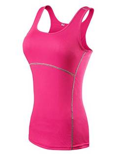 Damen Kompressions Tank-Top Ärmelloses T-Shirt Sport Lauftop Fitness Running Funktions Shirt Oberteile Rose L von DAIHAN