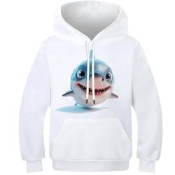 3D Hai Jungen Mädchen Hoodie Sportanzug Für Kinder Mit 3D-Cartoon-Print Niedliches Tier Langarm Pullover Hoodies 6-7Y von DAKINCHERRY