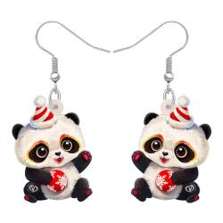 DALANE Acryl Niedlich Weihnachten Hut Bär Panda Ohrringe Tiere Baumeln Tropfen Schmuck für Frauen Damen Mädchen Kinder Weihnachten Geschenke (Schwarz) von DALANE