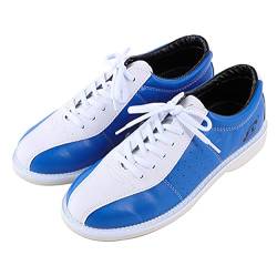 DAMANDO Bowling Schuhe Für Frauen, Bequeme Leder Bowls Schuhe Leichte Weibliche Bowling Trainer,Blau,38 EU von DAMANDO