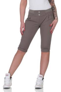 Sommer Caprihose aus leichtem Baumwoll Stretch-Stoff, 3/4 Länge (DE/NL/SE/PL, Alphanumerisch, XL, Regular, Regular, Braun) von DANAEST