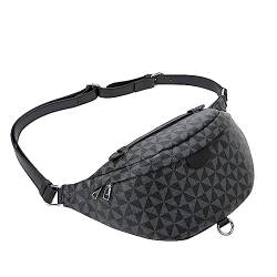 Bauchtasche Damen Fanny Pack Leder Hüfttasche Schulter Crossbody Brust Taschen Handtaschen Weibliche Gürteltasche Outdoor Hüfttasche, Schwarz von DANETI