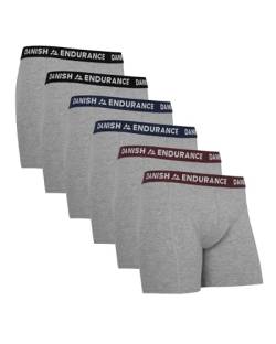 DANISH ENDURANCE 6er Pack Boxershorts Herren, Weiche Baumwolle, Unterhosen Männer mit Stretch, Bequem & Ohne Zettel, Mehrfarbig (2X Grau/Schwarz, 2X Grau/Marineblau, 2X Grau/Bordeaux) von DANISH ENDURANCE