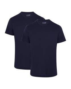 DANISH ENDURANCE Kurzarm T-Shirt aus Modal & Bio-Baumwolle, Rundhals- oder V-Ausschnitt, Atmungsaktiv & Stretch, für Herren (1er | 2er Pack) Dunkles Marineblau L von DANISH ENDURANCE