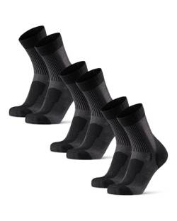 DANISH ENDURANCE Leichte Merino Wandersocken, Outdoor & Trekking-Socken, Wollsocken, Gepolstert, Anti-Blasen, Atmungsaktiv, Schweißableitend, für Herren & Damen, 3 Paar Schwarz 48-51 von DANISH ENDURANCE