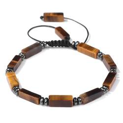 DAPANGGE Edelstein Armband Damen, Armbänder Aus Natürlichem Edelsteinkristall, Tigerauge, Rechteckige Form, Ausgleichendes Modisches Mala-Meditationsarmband, Verstellbare Geflochtene Armbänder Für F von DAPANGGE