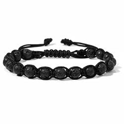 DAPANGGE Edelstein Armband Damen, Armbänder Aus Natürlichen Edelsteinkristallperlen, Lavastein, Modische Geflochtene Seilarmbänder, Reiki-Yoga-Armband, Verstellbare Geflochtene Armbänder Für Fra von DAPANGGE