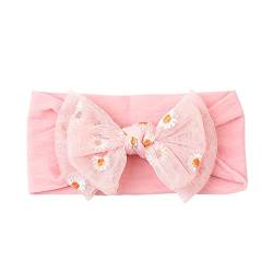 Turban Mütze Baby Mädchen Elastische Stirnbänder Neugeborene Kleinkind Haarbänder Gänseblümchen Tüll Schleifen Kinder Weiche Headwrap Haarschmuck for Neugeborene Mädchen und Kleinkinder Turban Mütze ( von DAPERCI