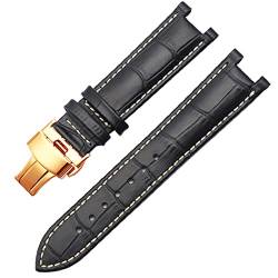 DASEB Echtes Leder Armband für GC 22 * 13mm 20 * 11mm Kerbelband mit Haltekleidungsschmetterlingsschnalle Männer und Frauen Watch Gürtel(J,22-13mm) von DASEB