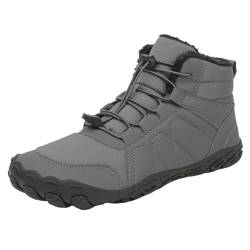 Hike Schuhe Barfußschuhe Damen Herren, Wasserdicht Traillaufschuhe Warm Gefüttert Winterschuhe Unisex Outdoor Rutschfeste Winterstiefel (Grau,41) von DBHDG