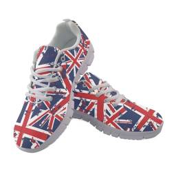 DBKGHIEDHG Damen Laufschuhe Leichte rutschfeste Atmungsaktive Walkingschuhe, Union Jack Design, 47 EU von DBKGHIEDHG