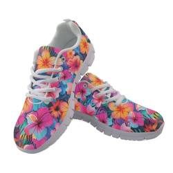 DBKGHIEDHG Wanderschuhe für Damen und Herren, athletisch, Laufen, Tennis, modische Sneaker, Tropisches Hibiskusblumen, 44 EU von DBKGHIEDHG