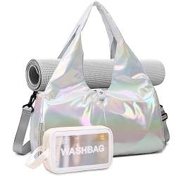 DBPBToU Sporttasche Damen Reisetasche mit Schuhfach und Nassfach Wasserdicht Handgepäck Tasche Yogatasche Gym Bag Saunatasche für Damen und Herren mit Kulturbeutel (Weiß) von DBPBToU