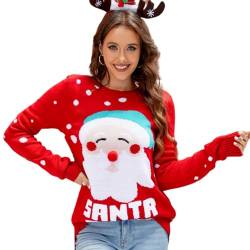 DDYYZZ Damen Weihnachtspullover Ugly Christmas Sweater Strickpullover Weihnachten Strickpulli Winter Pullover für Frauen (23,XXL,XXL) von DDYYZZ