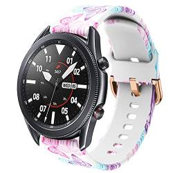 DEALELE Armband Kompatibel mit Samsung Galaxy Watch 3 45mm / Galaxy Watch 46mm / Gear S3, 22mm Sanft Silikon Ersatz Armbänd für Huawei Watch 4/4 Pro / 3/3 Pro / GT3 46mm, Bunter schmetterling von DEALELE