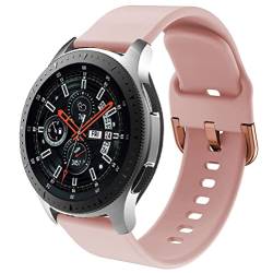 DEALELE Armband Kompatibel mit Samsung Galaxy Watch 3 45mm / Galaxy Watch 46mm / Gear S3, 22mm Sanft Silikon Ersatz Armbänd für Huawei Watch 4/4 Pro / 3/3 Pro / GT3 46mm (Pink) von DEALELE