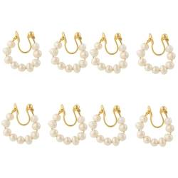 4 Paare Perle Ohrclip clipsohrringe clip earrings Ohrringe für Ehefrau Damenohrringe Ohrstulpe Piercing-Schmuck Ohrclips Ohrmanschetten für Frauen ohne Piercing Legierung Weiß DEARMAMY von DEARMAMY