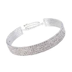 DEARMAMY 1stk Halskette Schmuck Gliederkette Für Damen Hochzeitsschmuck Modische Halsketten Für Damen Im Trend Hochzeit Reihe Strass Halskette Frauen Halskette Frau Mode Halskette Weiß von DEARMAMY